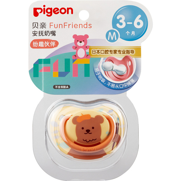 Pigeon FunFriends пустышка &quot;Мишка&quot; 3+ мес. - фото  3