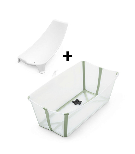 Stokke® Flexi Bath® cкладная ванночка с горкой Transparent Green - фото  5