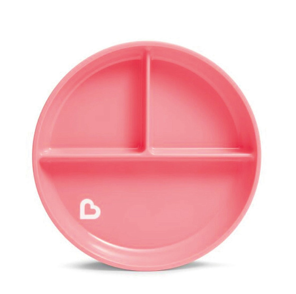 Munchkin тарелка детская на присоске секционная Stay Put™с 6 мес., розовая - фото  1