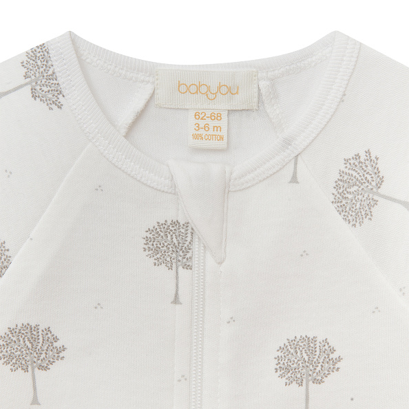 Babybu комбинезон на молнии Pale Grey Tree 100% органический хлопок  - фото  3
