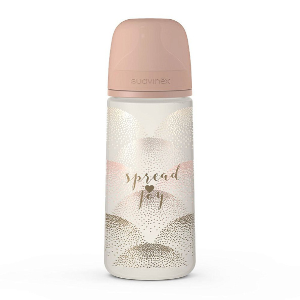 Suavinex бутылка 360 мл с мягкой физиологической силиконовой соской SPREAD JOY, золото - фото  2