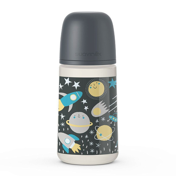 Suavinex бутылка 270 мл с мягкой физиологической соской SPACE, черный - фото  2