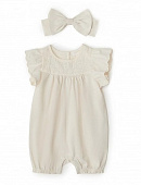 Babybu комплект из 2-х предметов: комбинезон и повязка CLOUD 100% органический хлопок цвет белый