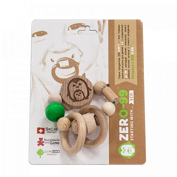 ZerO-99™ погремушка-игрушка из натурального дерева Эко, зеленый - фото  2