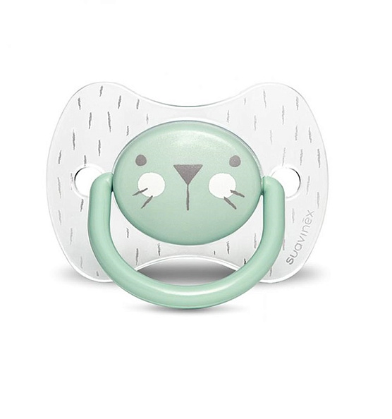 Suavinex пустышка 6 месяцев+ до 18 месяцев с физиологической силиконовой соской Hugge Baby зеленый з - фото  1
