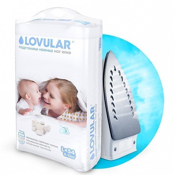 Lovular HOT WIND подгузники детские L(9-13 кг), 54 шт.