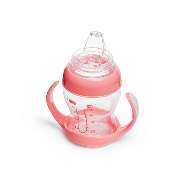 Munchkin обучающий поильник-чашка Gentle™ с ручками розовый (прозрачный) 4+ 120мл.  - фото  3