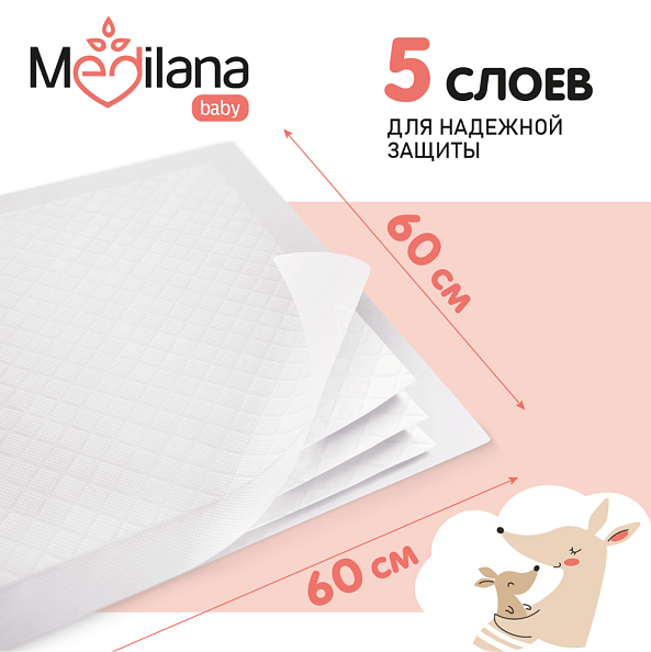 MEDILANA пеленки впитывающие одноразовые 60*60 30 штук - фото  3