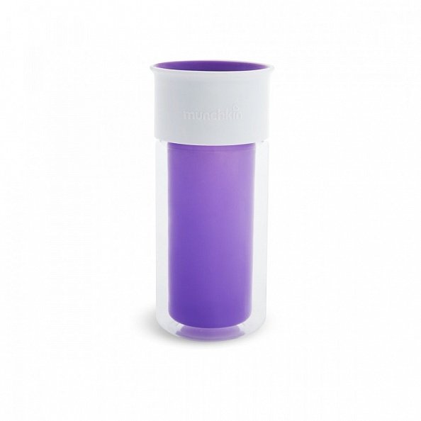 Munchkin поильник-непроливайка MIRACLE® 360° с наклейками 266 мл. с 48 мес., фиолетовый