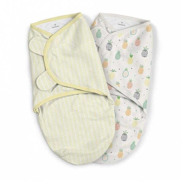 Summer Infant набор конвертов на липучке SwaddleMe® Organic S/M ананасы/желтый 2 штуки