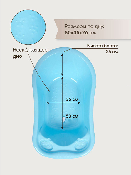 OLANT ванночка детская со сливом цвет голубой - фото  2