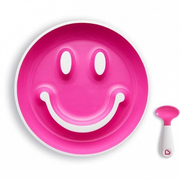 Munchkin Набор &quot;Улыбка&quot; Smile ‘N Scoop™(тарелка на присоске и ложка) 9+ Розовый