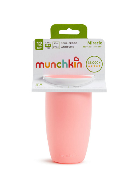 Munchkin поильник непроливайка MIRACLE® 360° с крышкой 296 мл. с 12 мес., розовый - фото  9