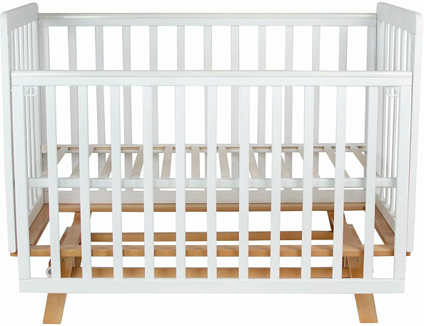 OLANT BABY кровать детская с маятником Скаген ЕССО белый/бук - фото  14