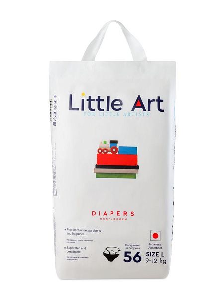 Little Art подгузники детские, размер L, 9-12 кг, 56 штук  - фото  1