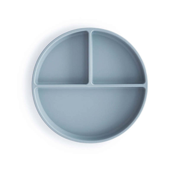 MUSHIE тарелка силиконовая, секционная на присоске Powder Blue