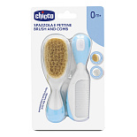 Chicco расческа и щетка с натуральной щетиной, голубой
