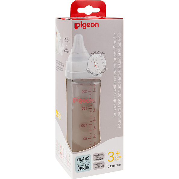 Pigeon бутылочка для кормления Перисталик Плюс с широким горлом 240 мл стекло - фото  6