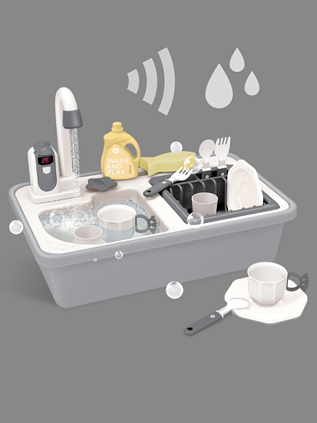 Happy Baby игрушка-раковина Wash and Play набор из 15 предметов, grey - фото  4