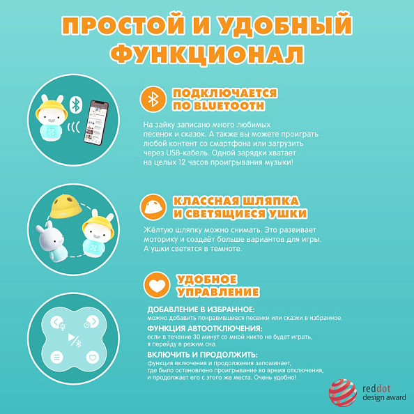Alilo игрушка Зайка-Кроха G9 интерактивная музыкальная, голубой - фото  11
