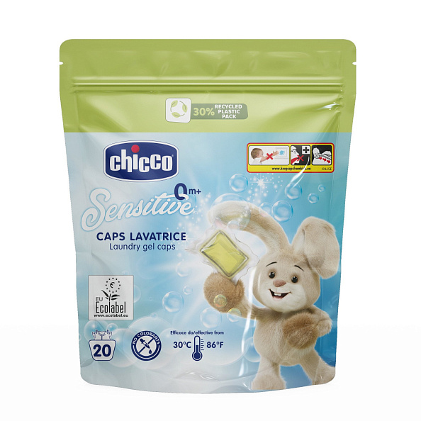 Chicco капсулы для стирки 0+ для детского белья 20 штук Sensitive - фото  1
