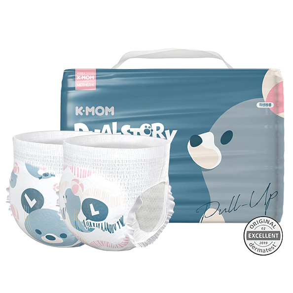 K-MOM трусики-подгузники DualStory, L 9-14 кг 34 штуки - фото  1