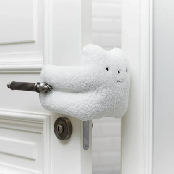 Happy Baby блокиратор для дверей мягкий, белый медведь - фото  1
