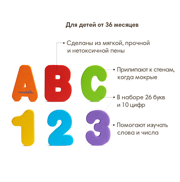 Munchkin игрушка для ванны Буквы и Цифры Learn™ от 36мес - фото  3