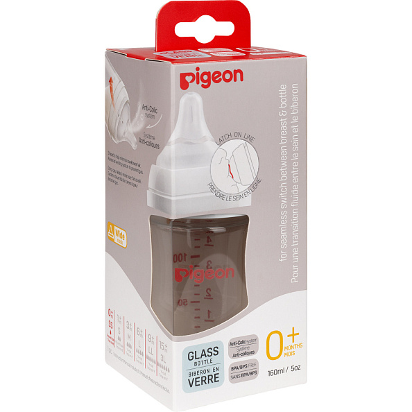 Pigeon бутылочка для кормления Перисталик Плюс с широким горлом 160 мл стекло - фото  12