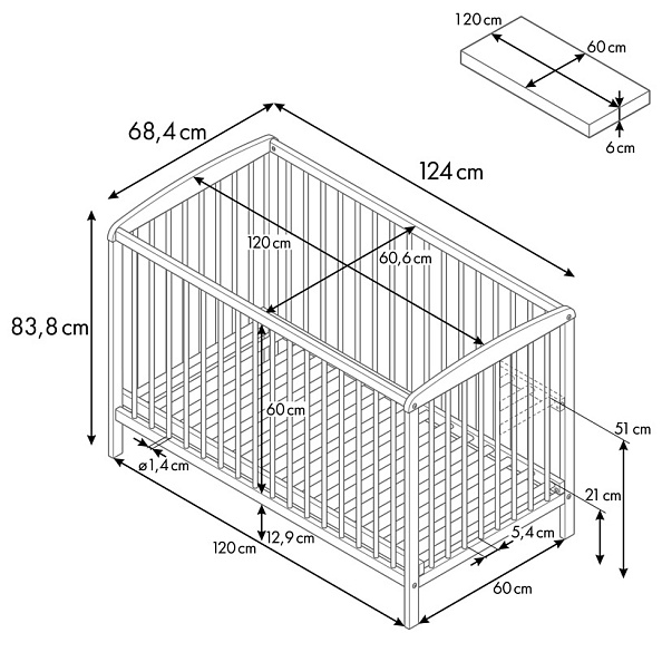 OLANT BABY кровать детская + матрас Sova графит - фото  9