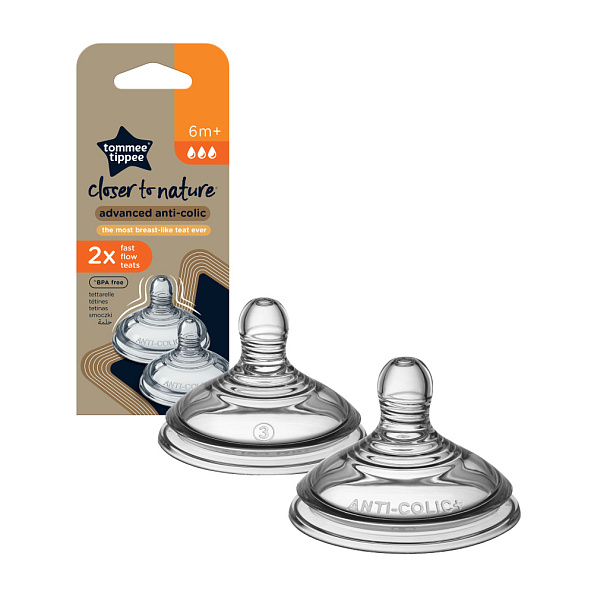 Tommee Tippee соска силиконовая для бутылочки Advanced Anti-Colic, быстрый поток, 6+, 2 шт. - фото  5