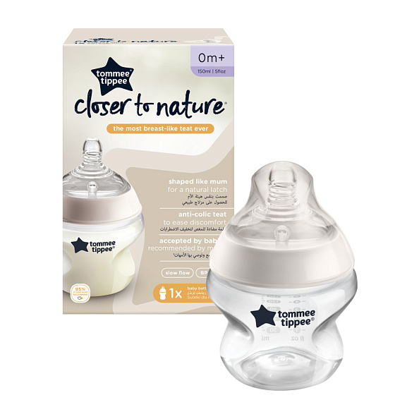 Tommee Tippee бутылочка для кормления Closer to nature®, 150 мл., 0+ - фото  4