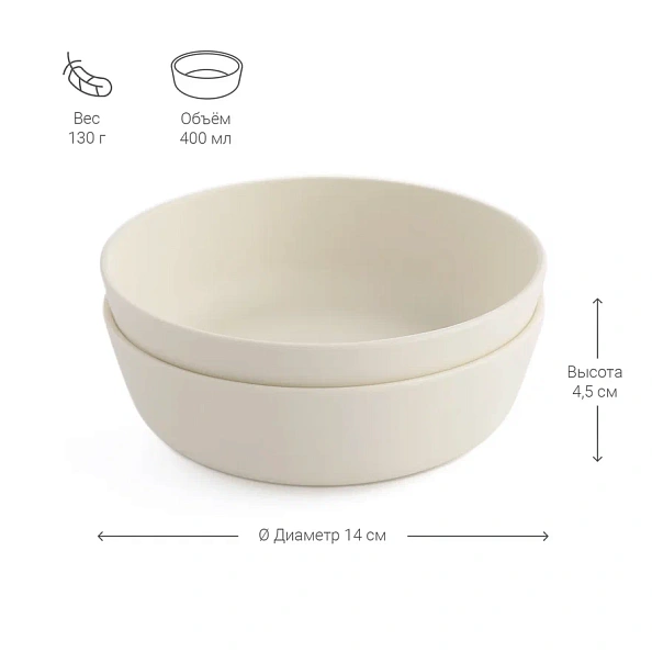 Edda набор мисок 2 штуки Пломбир - фото  5