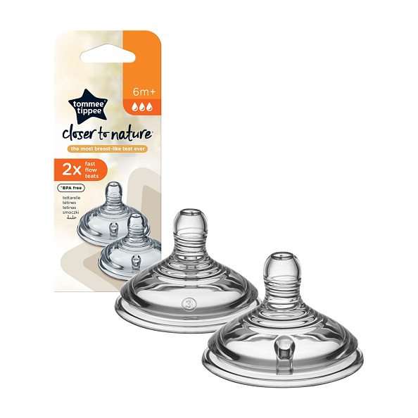 Tommee Tippee соска силиконовая для бутылочки Closer to nature, быстрый поток, 6+, 2 шт. - фото  4