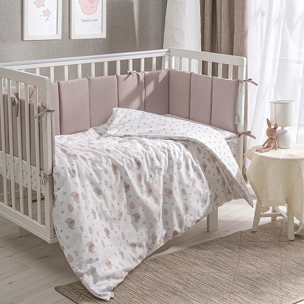 Perina комплект постельных принадлежностей для детей "Fancy" (лиловые слоники) 3 предмета - фото  4