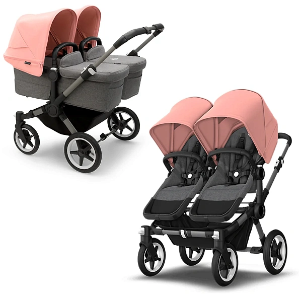 Bugaboo Donkey5 Twin коляска 2 в 1 Graphite/Grey Melange/Morning Pink - фото  1