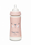 Suavinex бутылка 360 мл круглая силиконовая соска 3 позиции Hugge Baby, розовая зайка с крапинками - фото 2