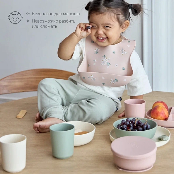 Edda миска на присоске с крышкой силикон Пудра - фото  6