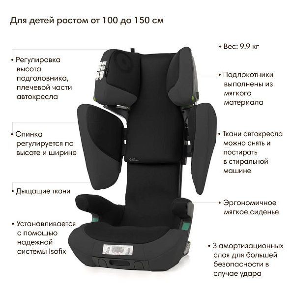 JANE Concord Автокресло Transformer IPlus (100-150 см) гр.2/3 Matt black - фото  4