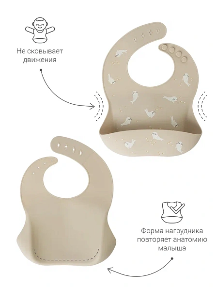 Edda нагрудник силиконовый, Тюлень - фото  5