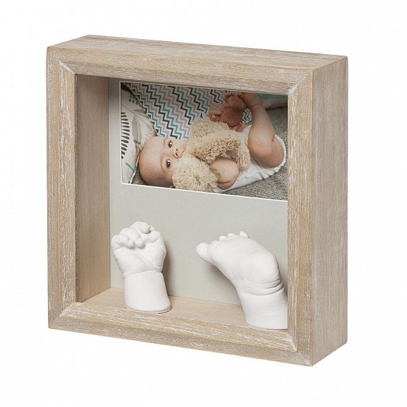 Baby Art Рамочка с объёмными слепками и фотографией &quot;Классика&quot;; белёное дерево