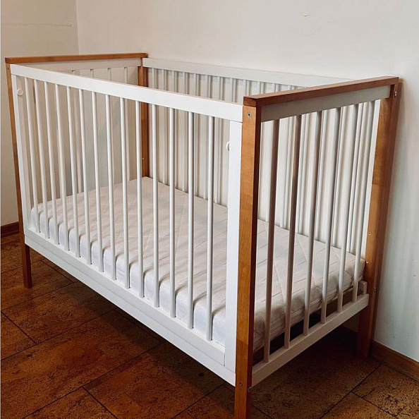 OLANT BABY кровать детская с матрасом Elvis белый/бук - фото  1