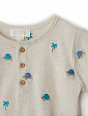 Babybu боди OAT TURTLE BRODERIE 100% органический хлопок цвет бежевый