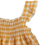 Babybu платье со сборками на резинке PINEAPPLE GINGHAM 70% органический хлопок 30% лен цвет желтый