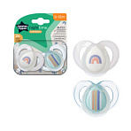 Tommee Tippee соска-пустышка силиконовая ночная Night Time, 6-18 мес., 2 шт.