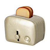 Maileg Игрушечный тостер и хлеб, серебристый