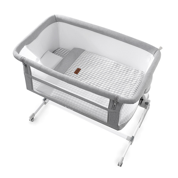 JANE кровать приставная 0+ с комплектом постельного белья Baby Side, Vichy Pearl - фото  1