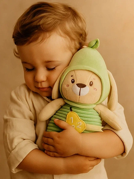 Chicco игрушка говорящая интерактивная мягкая Грушевая Зайка рус/англ/нем - фото  5