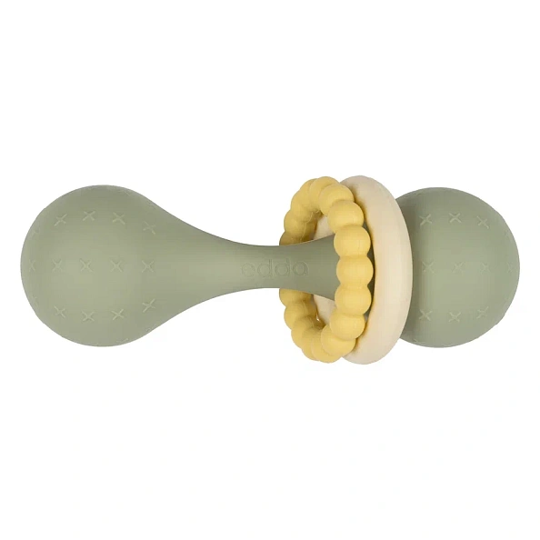 Edda погремушка - прорезыватель Гантеля, Шалфей - фото  1