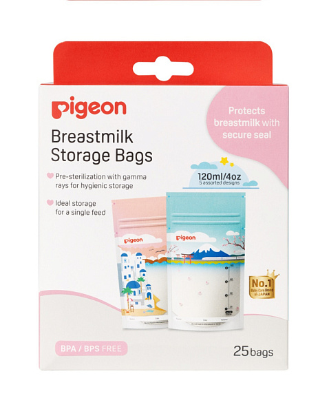 Pigeon пакеты для заморозки и хранения грудного молока 120 мл, 25 шт. - фото  1